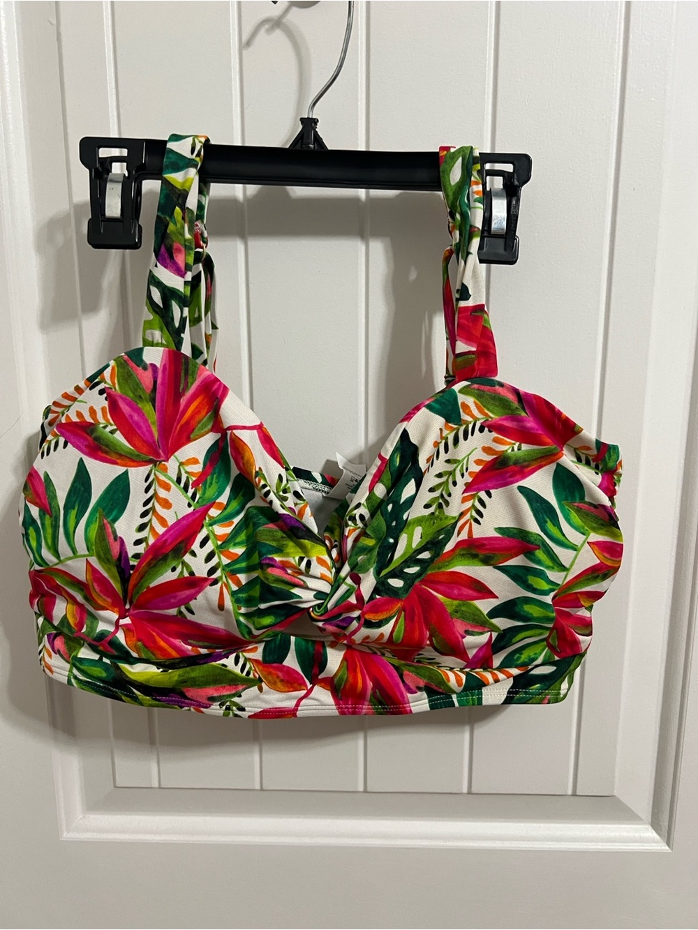 sofia by sofia vergara Tropical Pink and Green Twist Bikini Top